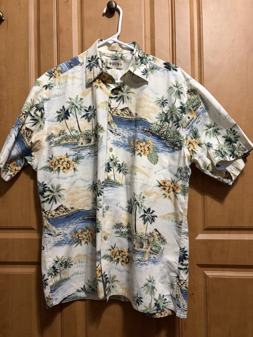 Campia Moda Mens Hawaiian Shirt M Short Sleeve Button Up Collared 100% Cotton
